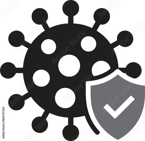 Cyber virus shield icon, data protection, antivirus security, system safety concept, vector illustration