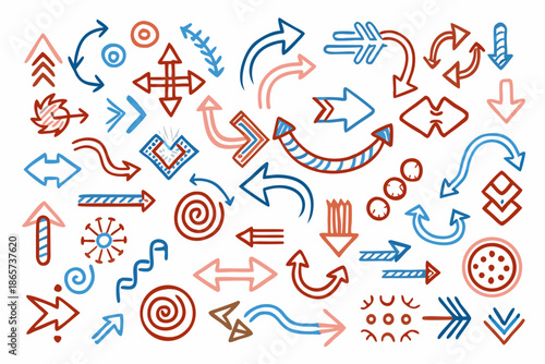 Hand-drawn Colored Pencil Style Arrow Set