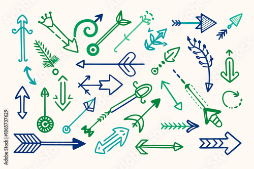 Hand-drawn Colored Pencil Style Arrow Set