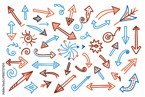 Hand-drawn Colored Pencil Style Arrow Set