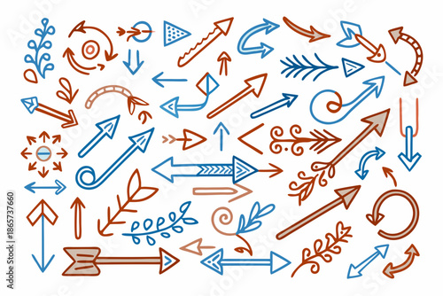 Hand-drawn Colored Pencil Style Arrow Set