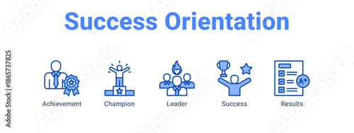 Success Orientation web banner icon vector illustration concept for business with icon of Achievement, Champion, Leader.