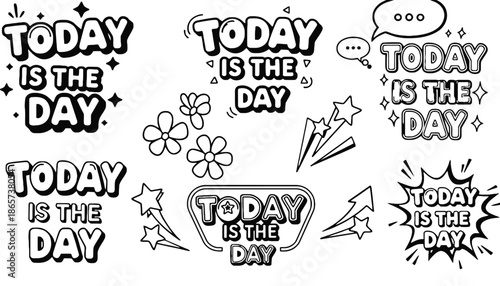 A motivational phrase with various illustrations on transparent background