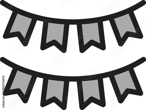 Festive bunting flags icon, party decoration, celebration banner, event design, holiday ornament, vector illustration