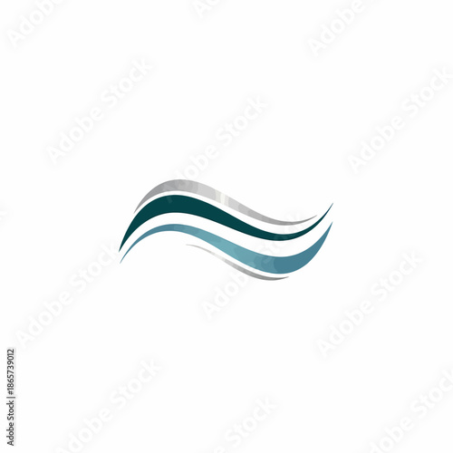 Sleek dual-tone wave graphic featuring a smooth blend of metallic silver and calming teal, symbolizing fluidity, progress, and contemporary design aesthetics, ideal for branding