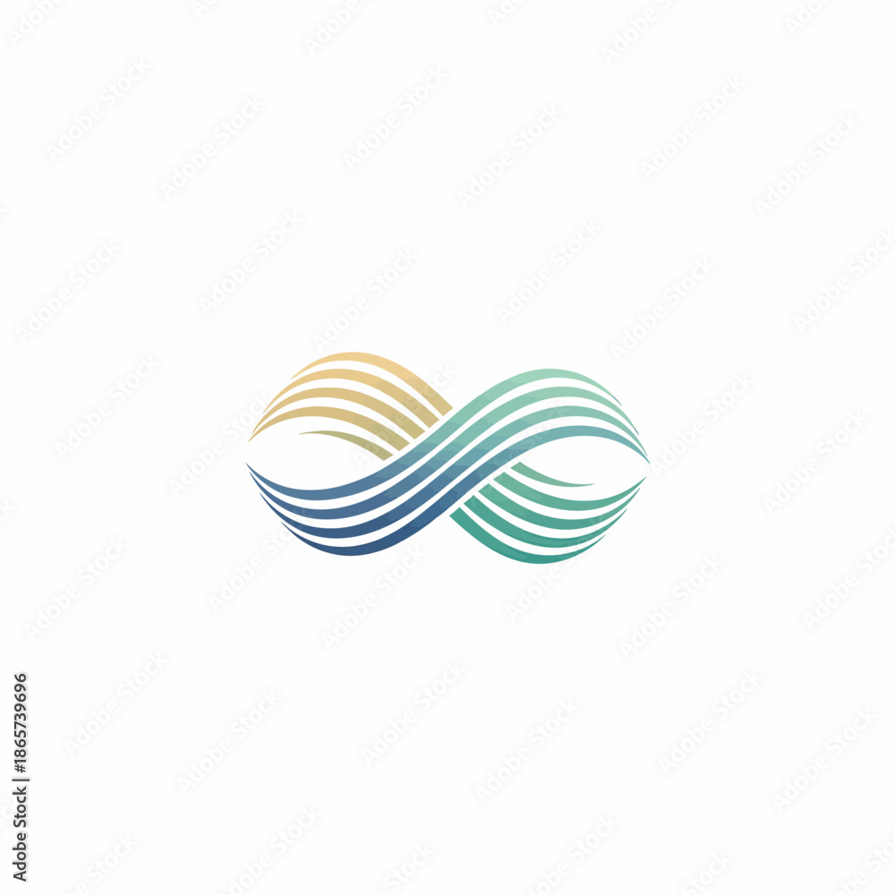 Fototapeta premium Serene gradient wave design forming an abstract infinity symbol, evoking concepts of continuous flow, eternal movement, and endless potential in a graceful visual