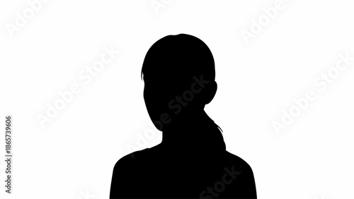 Anonymous profile silhouette of a woman with her head turned slightly