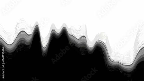 Abstract black and white fluid wave pattern with smooth transitions