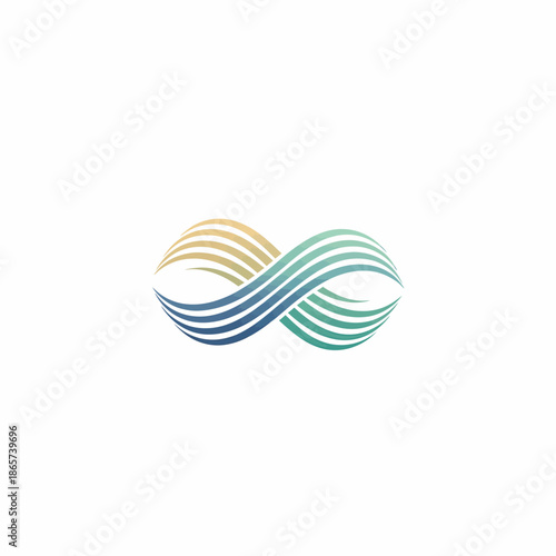 Serene gradient wave design forming an abstract infinity symbol, evoking concepts of continuous flow, eternal movement, and endless potential in a graceful visual