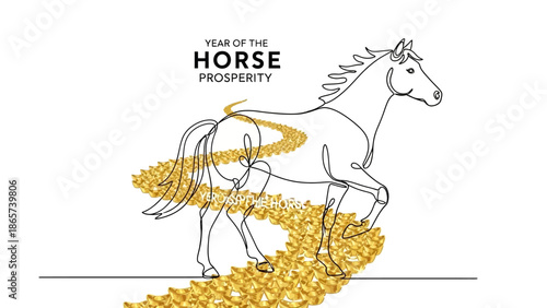 Horse prosperity concept with golden coins