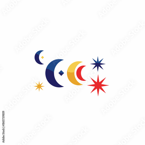 Celestial Bodies and Stars Abstract Vector Illustration