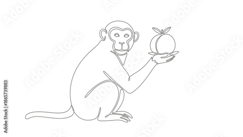monkey holding apple