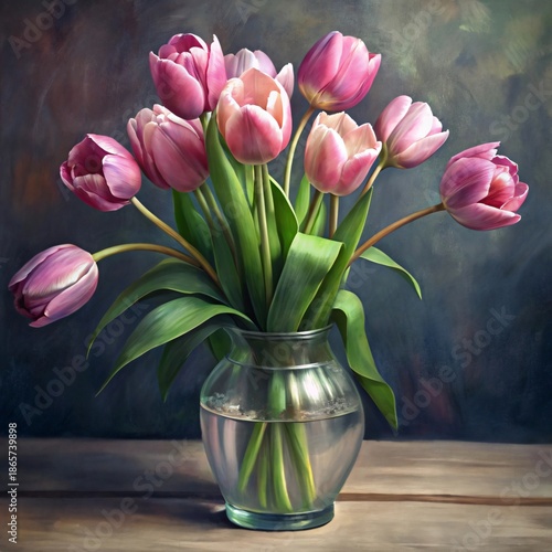 Pink tulips arranged in a vase for a fresh spring floral display