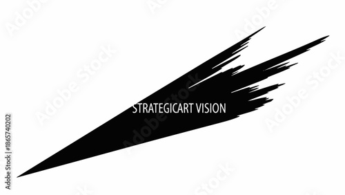 Bold black brushstroke with the words "STRATEGICART VISION" suggesting forward momentum and innovation.