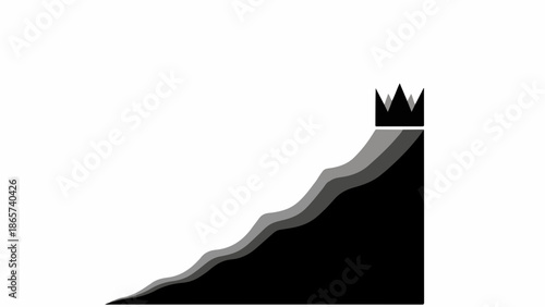 Symbol of success and achievement with a crown atop a mountain peak.