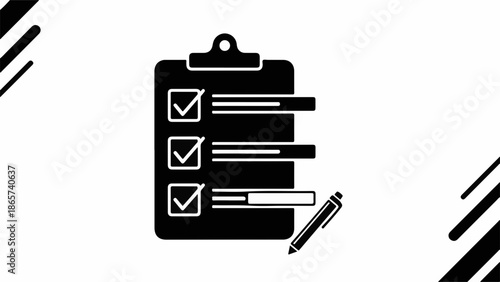 Checklist on clipboard with pen, symbolizing task completion and organization