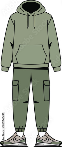 Tracksuit Icon – Sport Outfit, Casual Streetwear, Hoodie and Joggers, Fitness Apparel Vector Illustration