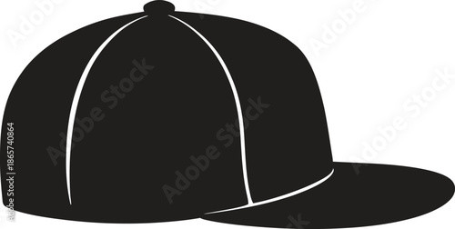 Black Cap Icon – Baseball Hat, Casual Headwear, Streetwear Fashion, Sport Accessory Vector Illustration