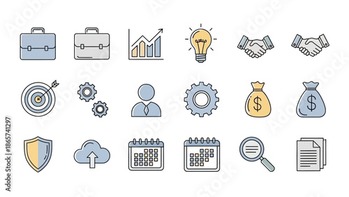 vector set of medieval shields and icons