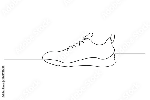 Abstract single line art modern illustration of a sleek lifestyle sneaker design