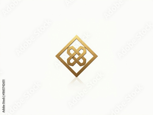 Abstract Chinese knot in minimalist style with metallic gold for New Year 2026