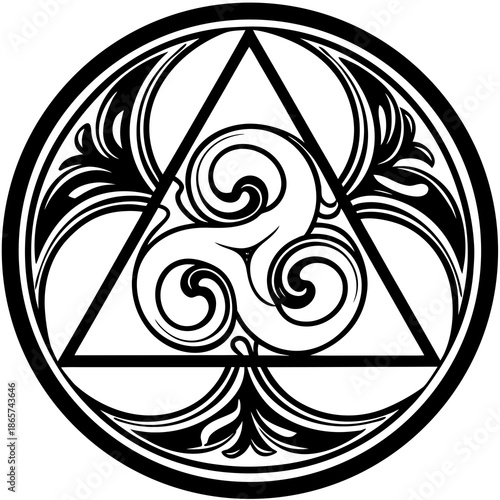 Minimal Abstract Swirl Triangle Hybrid Logo