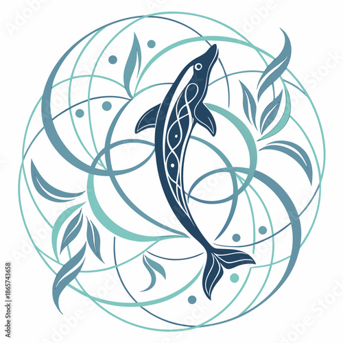Organic Abstract Symmetry Mark with Flowing Curves