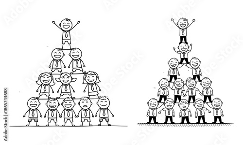 Team building workshop illustration showcasing enthusiastic colleagues collaborating to achieve collective success.