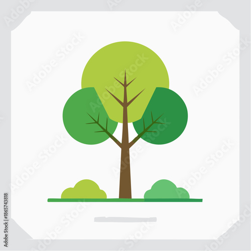vector tree with green leaves
