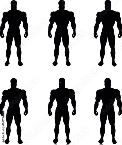 Detailed vector illustration of a muscular bodybuilder in a dynamic pose