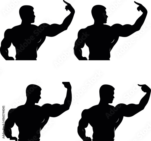 Detailed vector illustration showcasing a muscular bodybuilder in a dynamic pose