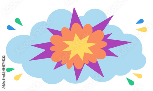 Colorful cartoon explosion with splashes