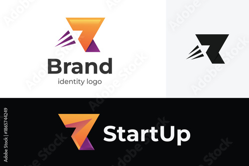 Abstract StartUp Logo. Geometric Speed Lines Combined with Modern Letter Concept for Tech Incubator, Marketing Agency, and Creative Business Launch Identity Logo.