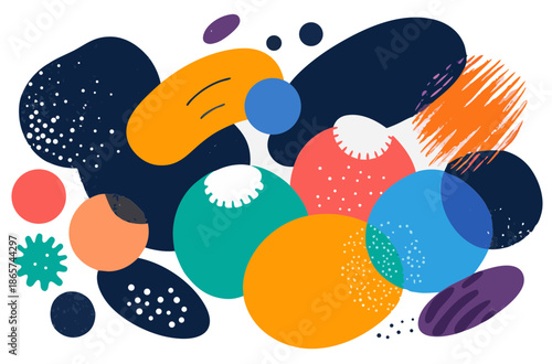 Abstract colorful organic shapes on black background