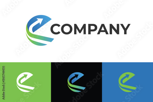 Letter C Arrow Success Logo. Abstract Growth Concept Combined with Upward Arrow for Finance, Marketing, Logistics, and Corporate Business Identity Logo.