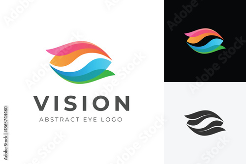 Abstract Vision Eye Wave Logo. Overlapping Colorful Swash Eye Concept for Creative Studio, Photography, Optometry, and Modern Business Branding Identity Logo.
