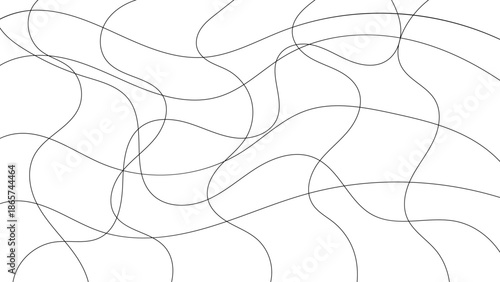 Abstract black squiggles doodle pattern on white background hand drawn curly lines swirls chaotic scribble seamless texture minimalist overlay