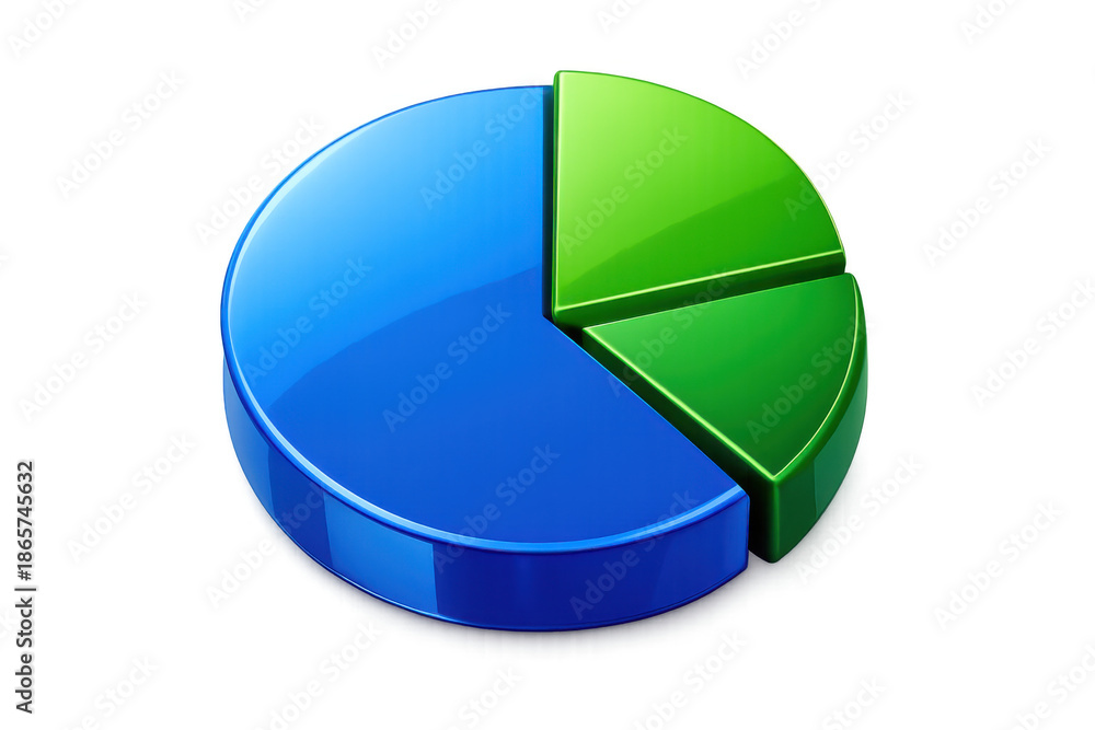 Fototapeta premium 3d pie chart presenting statistical data, marketing insights, and financial reports, isolated on a transparent background