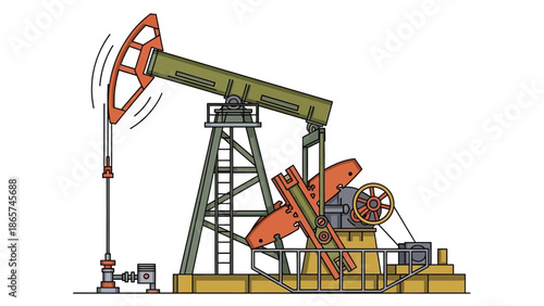 Industrial extraction: This image highlights an oil pump extracting resources, symbolizing industry and energy production.