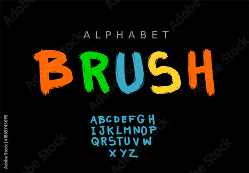 Vector of stylized basic alphabet and font brush