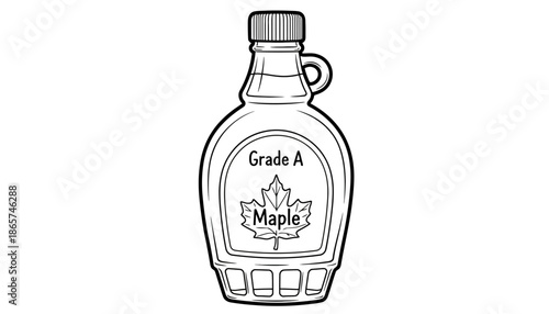 A black and white illustration of a Grade A maple syrup bottle silhouette