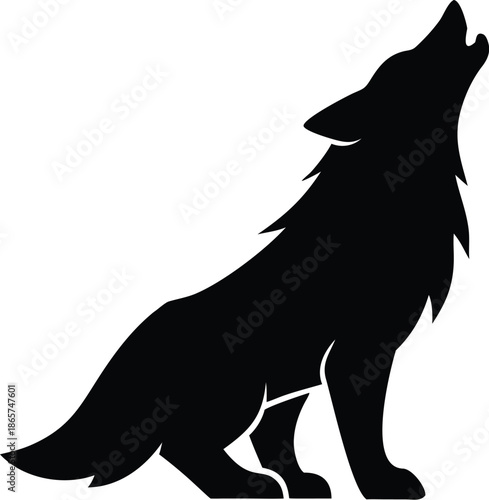 Detailed vector illustration of a howling wolf head in grayscale