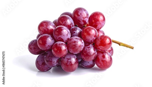 Close-up of fresh red grapes on a white background.