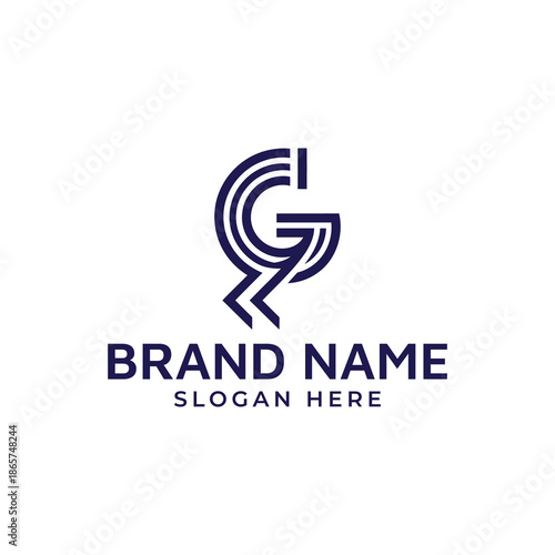 Modern logo design with letter G and brand name placeholder text