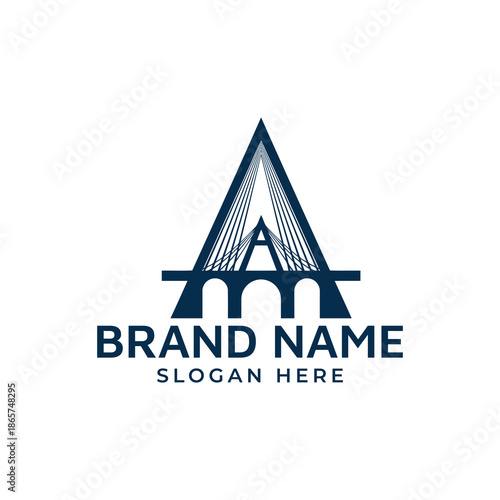 Modern bridge logo design with brand name and slogan