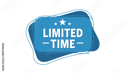 A blue limited time offer badge with white text and stars silhouette