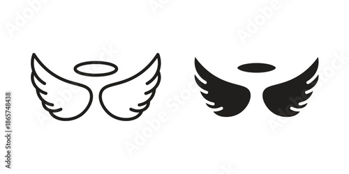 Angel icons Black vector illustration for social media, app, and web