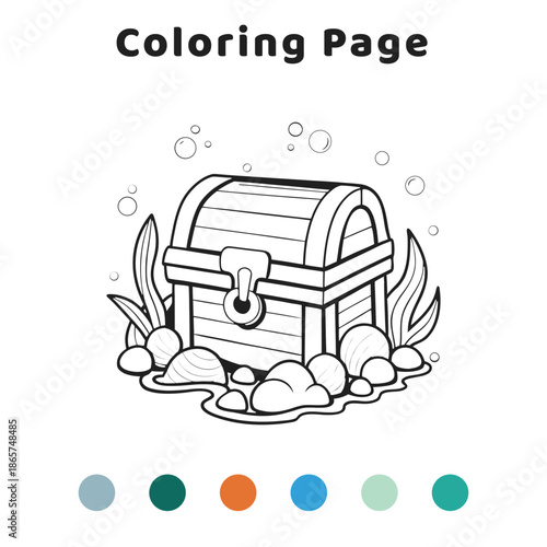 treasure box underwater coloring page