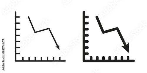 Arrow trend-down icons Black vector illustration for social media, app, and web