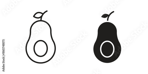 Avocado icons Black vector illustration for social media, app, and web